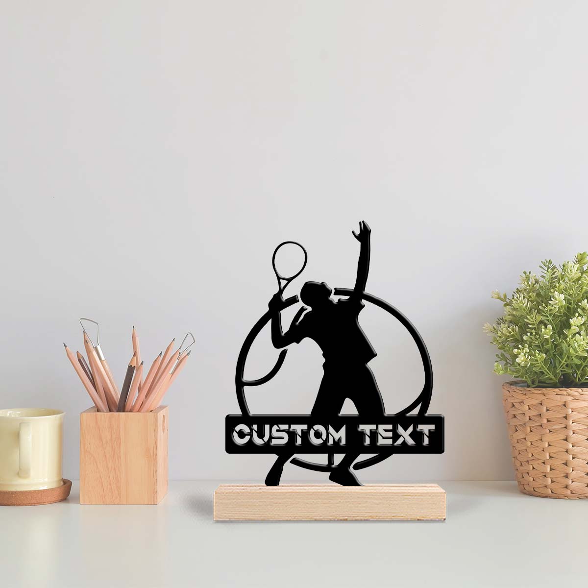 Badminton Photo - 1Pc Csutom Tennis Player Wooden Base