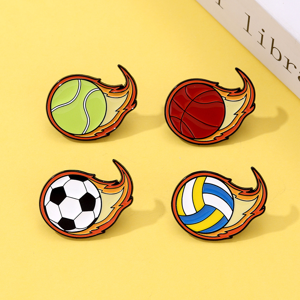 Badminton Icon - Cartoon Flame Ball Enamel Brooch Lapel