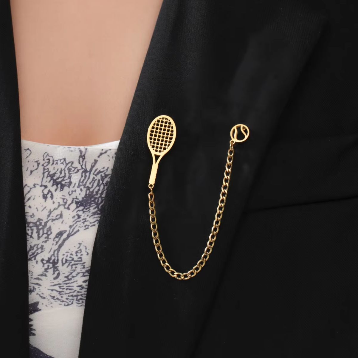 Badminton Icon - Trendy Tennis Racket Ball Lapel Pins