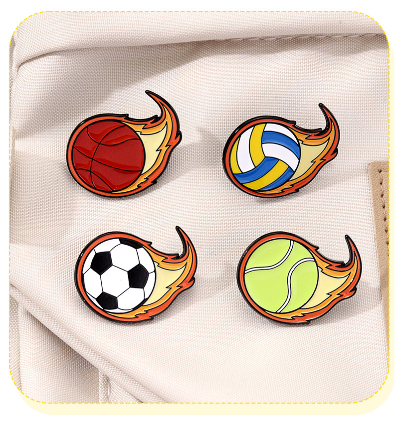 Cartoon Flame Ball Enamel Broo - Badminton Icon review and price