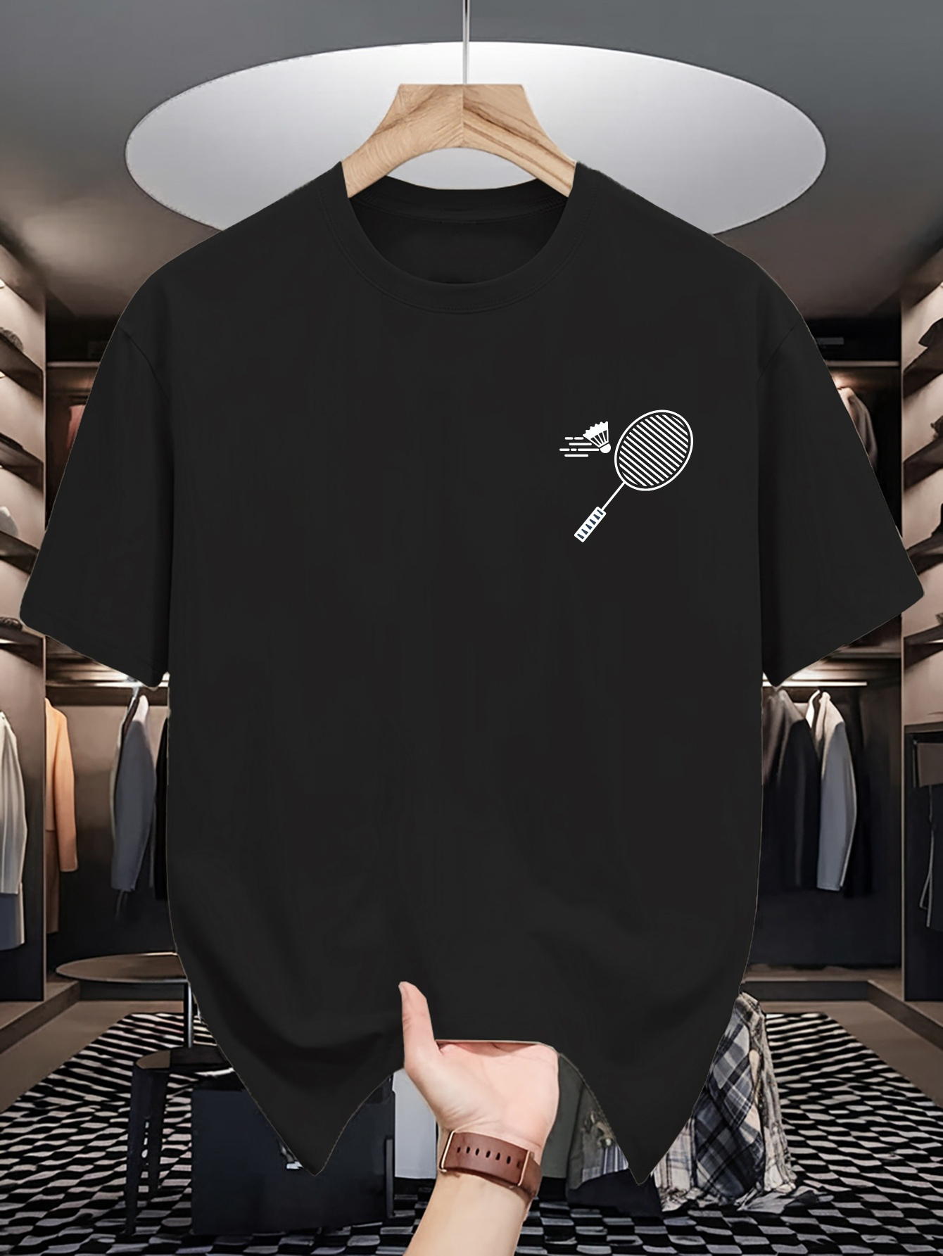 Mens Crew Neck T Shirt Minimal - Badminton China review and price