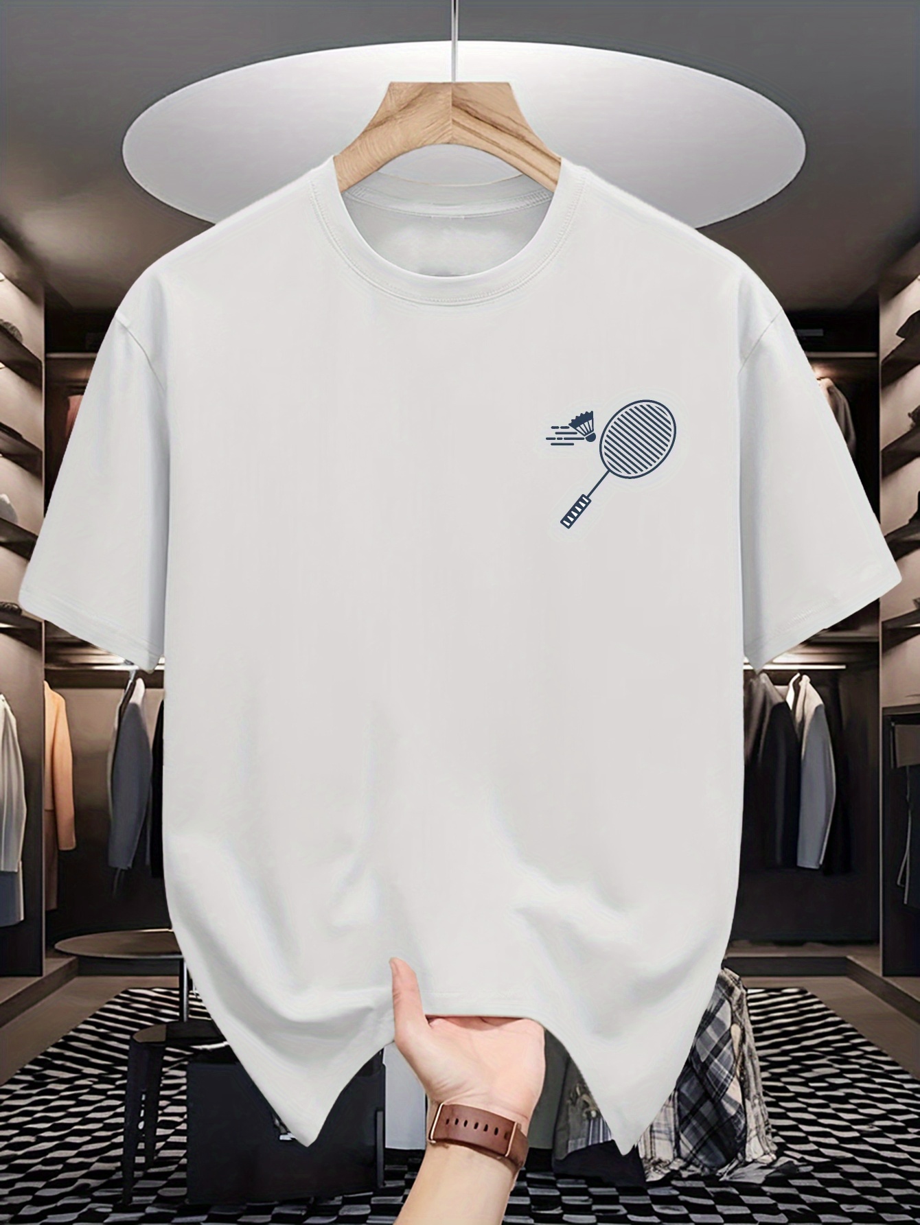 Mens Crew Neck T Shirt Minimal - Badminton China review and price